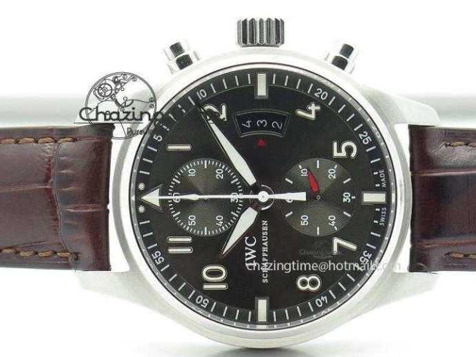 MIROTIME 0504 Pilot Chrono SS 3878 Gray Dial on Brown Leather Strap A Resilient 7395